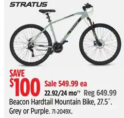 Canadian Tire Stratus Beacon Hardtail Mountain Bike, 27.5˝. Grey or Purple offer