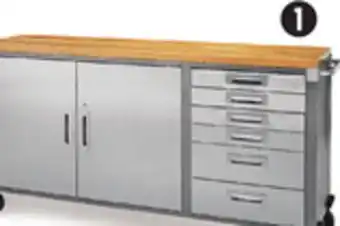 Canadian Tire Mastercraft 72˝ Extra-Wide Rolling Cabinet with Butcher-Block Top offer