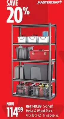 Canadian Tire Mastercraft 5- Shelf Metal & Wood Rack offer