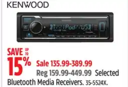 Canadian Tire Kenwood Selected Bluetooth Media Receivers offer