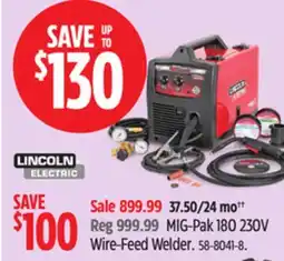 Canadian Tire Lincoln MIG-Pak 180 230V Wire-Feed Welder offer