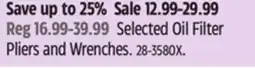 Canadian Tire MotoMaster Selected Oil Filter Pliers and Wrenches offer