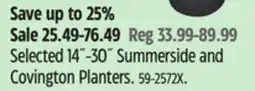 Canadian Tire Algreen Selected 14˝-30˝ Summerside and Covington Planters offer