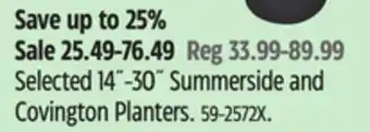 Canadian Tire Algreen Selected 14˝-30˝ Summerside and Covington Planters offer