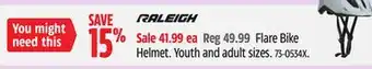 Canadian Tire RALEIGH Flare Bike Helmet. Youth and adult sizes offer