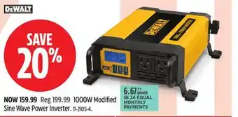 Canadian Tire DEWALT 1000W Modified Sine Wave Power Inverter offer
