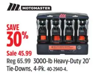Canadian Tire MotoMaster 3000-lb Heavy-Duty 20' Tie-Downs, 4-Pk offer