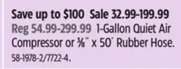 Canadian Tire MAXIMUM 1-Gallon Quiet Air Compressor or 3⁄8˝ x 50´ Rubber Hose offer