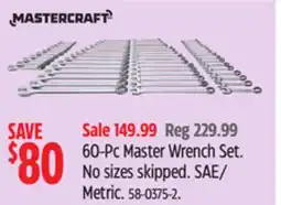 Canadian Tire Mastercraft 60-Pc Master Wrench Set. No sizes skipped. SAE Metric offer