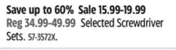 Canadian Tire Mastercraft Selected Screwdriver Sets offer