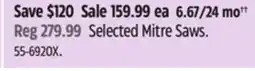 Canadian Tire Mastercraft Selected Mitre Saws offer