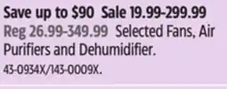 Canadian Tire Honeywell Selected Fans, Air Purifiers and Dehumidifier offer