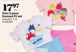 Giant Tiger Girls 2 piece licensed PJ set offer