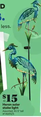 Giant Tiger Heron solar stake light offer