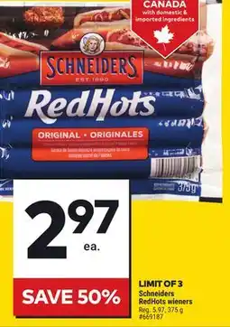 Giant Tiger Schneiders RedHots wieners offer