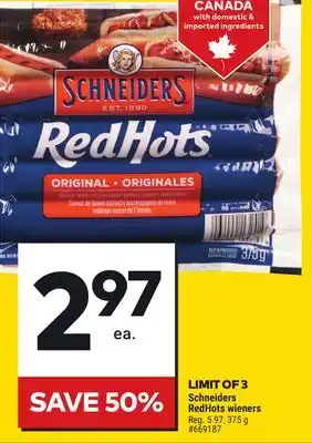 Giant Tiger Schneiders RedHots wieners offer