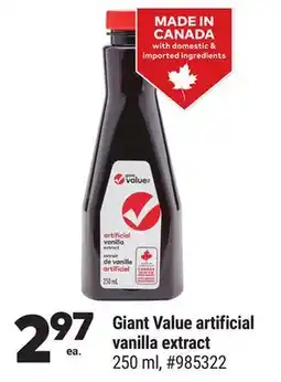 Giant Tiger Giant Value artificial vanilla extract offer
