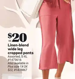 Giant Tiger Linen-blend wide leg cropped pants offer