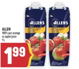 Marché Adonis ALLEN 100% pur orange or apple juice offer