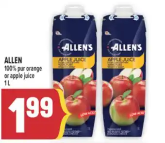 Marché Adonis ALLEN 100% pur orange or apple juice offer