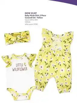 Babies 'R' Us Baby Mode Girls 3 Piece Coverall Set - Yellow offer
