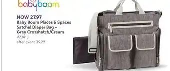 Babies 'R' Us Baby Boom Places & Spaces Satchel Diaper Bag - Grey Crosshatch Cream offer