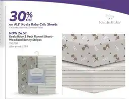 Babies 'R' Us Koala Baby 2 Pack Flannel Sheet - Woodland Bunny Stripes offer
