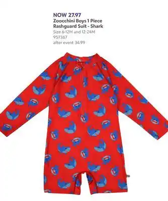Babies 'R' Us Zoocchini Boys 1 Piece Rashguard Suit - Shark offer