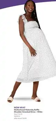 Babies 'R' Us Motherhood Maternity Ruffle Shoulder Smocked Dress – White offer