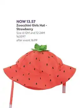 Babies 'R' Us Zoocchini Girls Hat - Strawberry offer