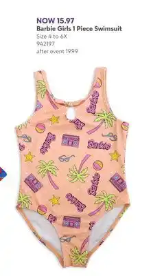 Babies 'R' Us Barbie Girls 1 Piece Swimsuit offer