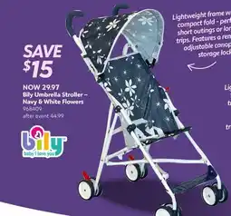 Babies 'R' Us Bily Umbrella Stroller - Navy & White Flowers offer