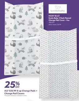 Babies 'R' Us Koala Baby 2 Pack Flannel Change Pad Cover - Fox offer