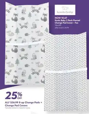 Babies 'R' Us Koala Baby 2 Pack Flannel Change Pad Cover - Fox offer