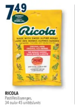 Familiprix Ricola cough suppressant throat lozenges - Original Herb 45un offer