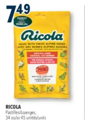 Familiprix Ricola cough suppressant throat lozenges - Original Herb 45un offer
