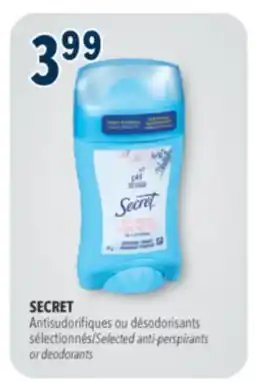 Familiprix SECRET Selected anti-perspirants or deodorants offer