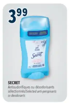 Familiprix SECRET Selected anti-perspirants or deodorants offer