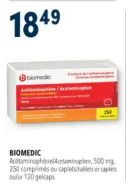 Familiprix BIOMEDIC, Acetaminophen, 500 mg, 250 tablets or caplets or 120 gelcaps offer
