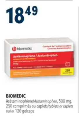 Familiprix BIOMEDIC, Acetaminophen, 500 mg, 250 tablets or caplets or 120 gelcaps offer