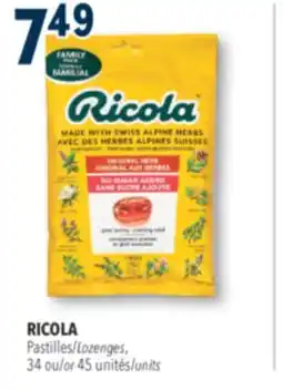 Familiprix RICOLA, Pastilles 34 or 45 units offer