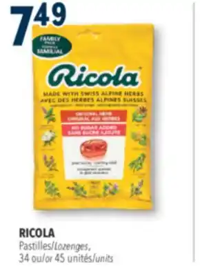 Familiprix RICOLA, Pastilles 34 or 45 units offer