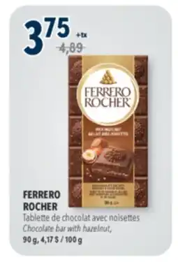 Familiprix Ferrero Rocher milk chocolate bar with hazelnut & cocoa filling 90g offer