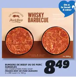 IGA LES CHARCUTIERS PORK SHOP FROZEN BEEF OR PORK BURGERS offer