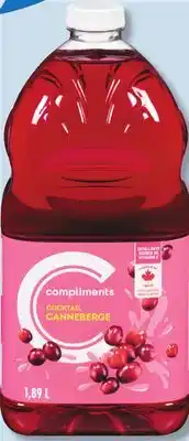 IGA COMPLIMENTS CRANBERRY COCKTAIL offer