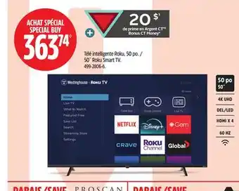 Canadian Tire 50˝ Roku Smart TV offer