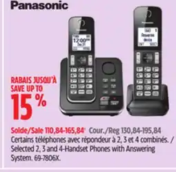 Canadian Tire Panasonic Selected 2, 3 and 4-Handset Phones with Answering System offer