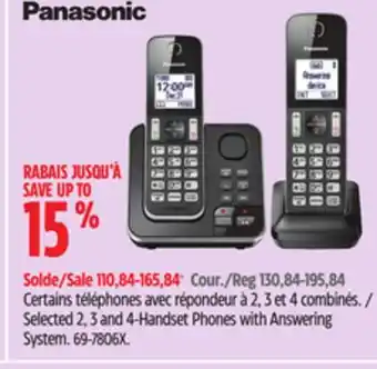 Canadian Tire Panasonic Selected 2, 3 and 4-Handset Phones with Answering System offer