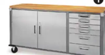 Canadian Tire Mastercraft 72˝ Extra-Wide Rolling Cabinet with Butcher-Block Top offer