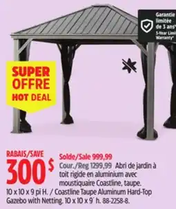Canadian Tire Canvas Coastline Taupe Aluminum Hard-Top Gazebo with Netting offer